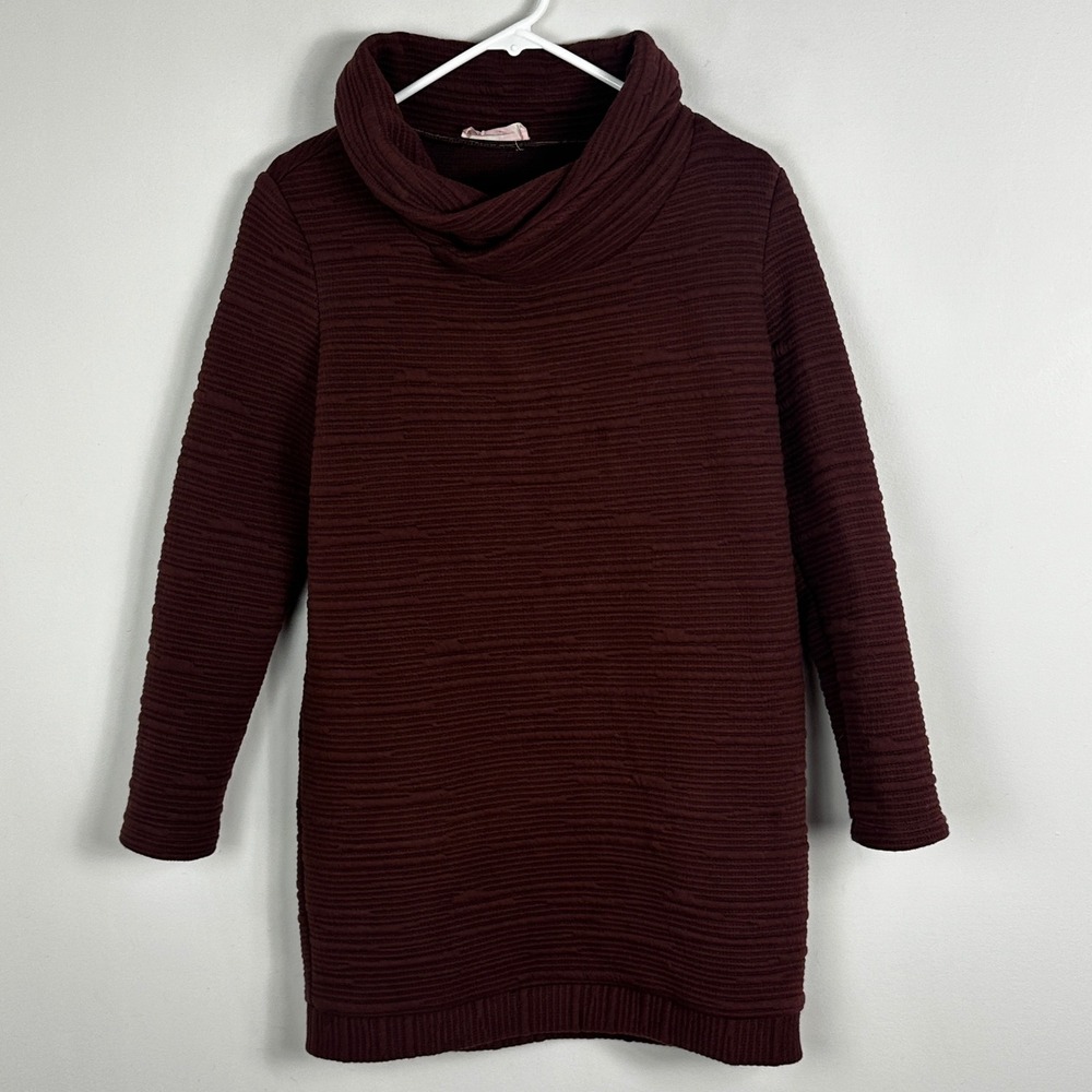 Cokluch Canada Brown Ribbed Turtleneck Sweater Dress Womens Sz Medium Boho Cowl - Picture 6 of 16